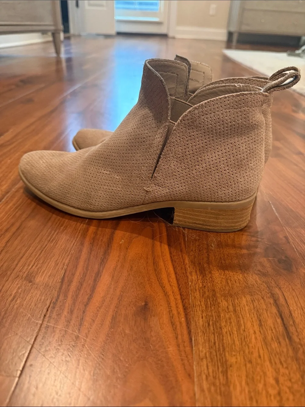 Dolce Vita Taupe Perforated Suede Ankle Booties